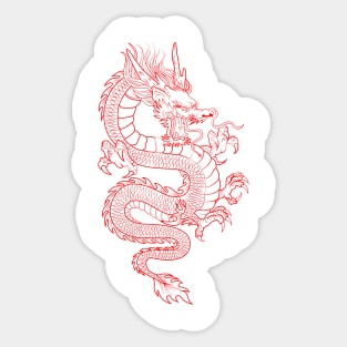 Red Asian Dragon Sticker